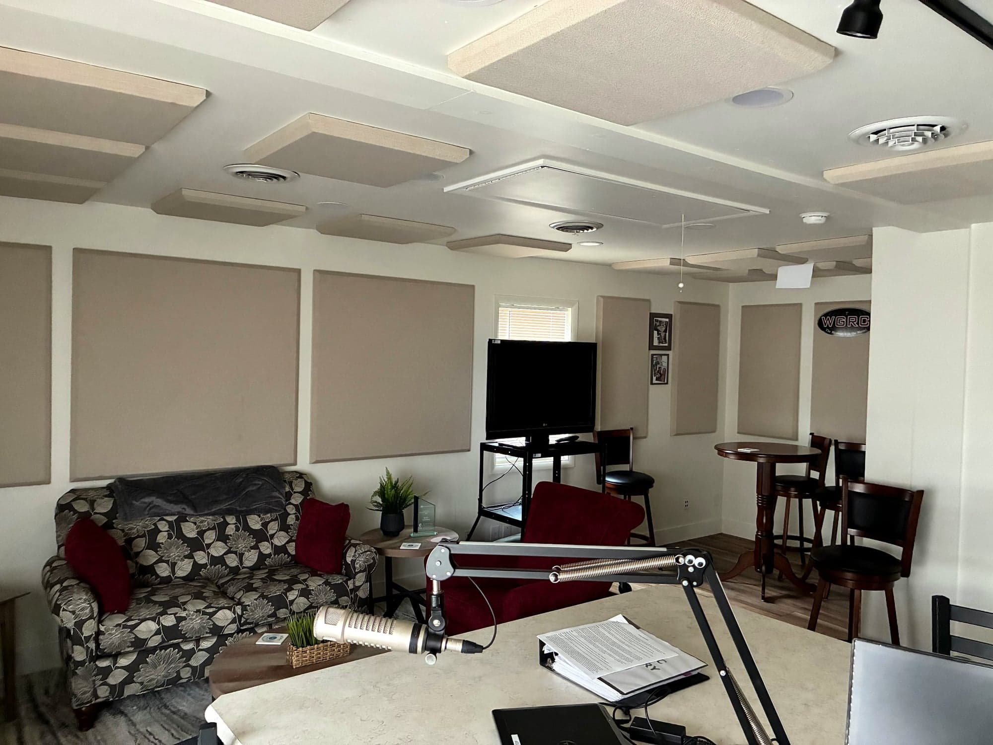 Treated room with acoustic panels